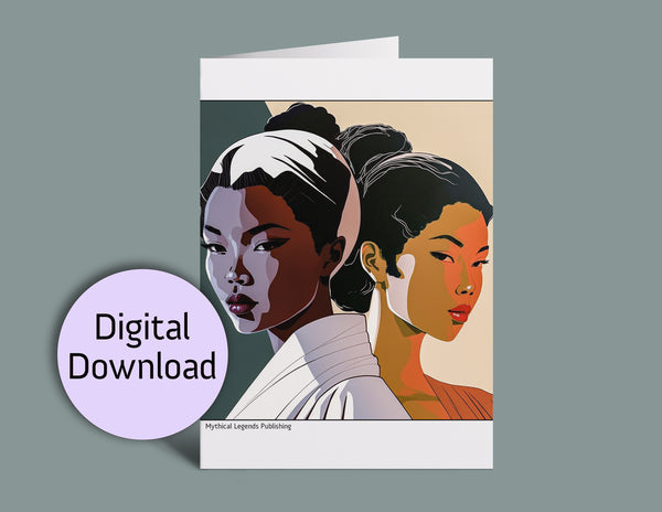 Printable Greeting Card - Beautiful Women Four