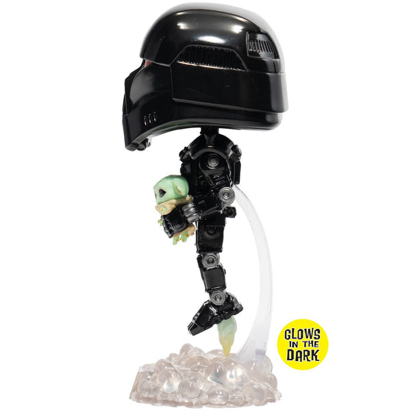 Star Wars: The Mandalorian Dark Trooper with Grogu Glow-in-the-Dark Pop! Vinyl Figure - Entertainment Earth Exclusive