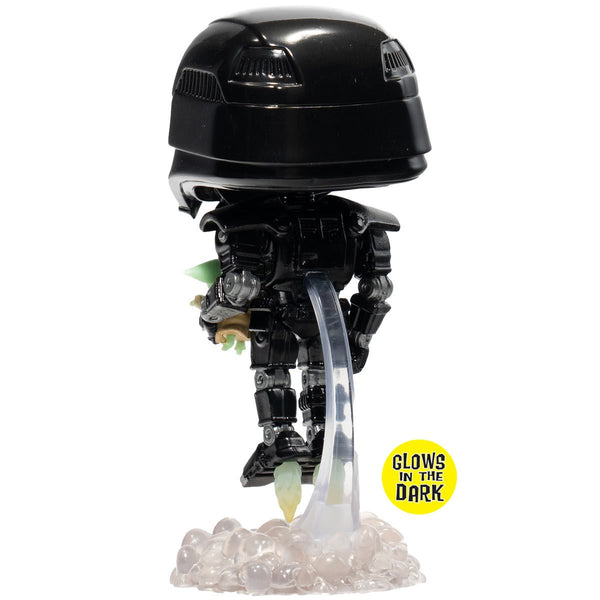 Star Wars: The Mandalorian Dark Trooper with Grogu Glow-in-the-Dark Pop! Vinyl Figure - Entertainment Earth Exclusive