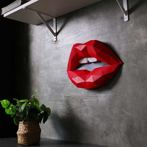 RED 3D LIPS WALL ART
