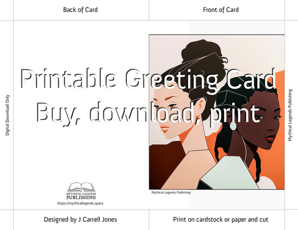 Printable Greeting Card - Beautiful Women Three