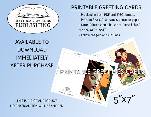 Printable Greeting Card - Beautiful Women Three